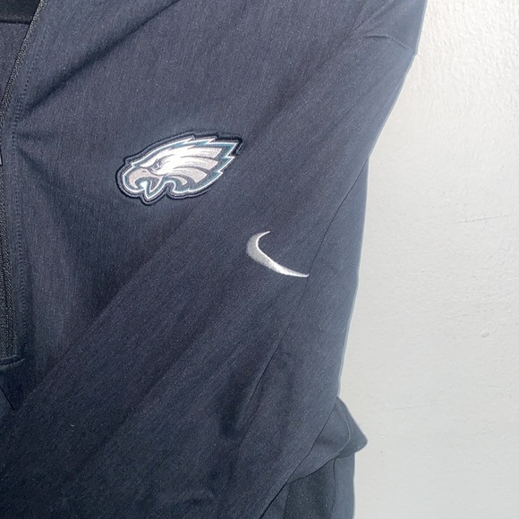 🌲NFL Philadelphia Eagles Nike Dri-fit Black Coaches 1/2 Zip Jacket Men’s Large! - Picture 3 of 10